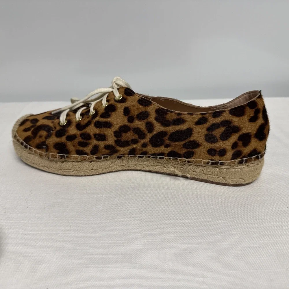J. Crew Espadrilles Sneakers shoes‎ Leopard Calf Hair 10.5 AP380 Animal Safari